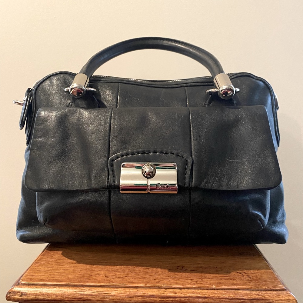 Coach Black Double Handle Satchel Bag w/ Dust Bag